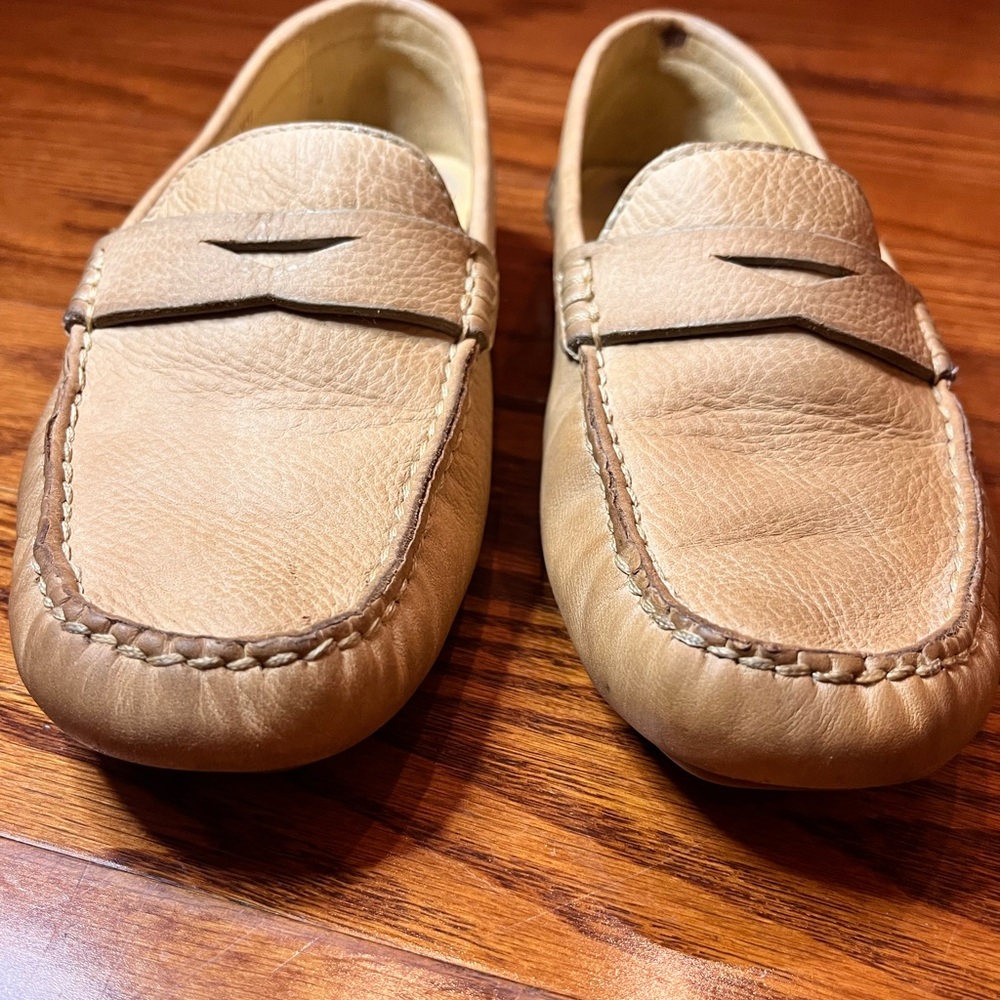 Cole Haan Trillby Penny Loafer Driving Shoe Beige Leather 6 B Moccasins - Picture 3 of 6